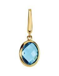 Genuine Checkerboard Swiss Blue Topaz Charm 14K Yellow 67273