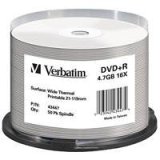Verbatim - 50 x DVD+R - 4.7 GB 16x - wide thermal printable surface - spindle - storage media