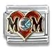 Clearly Charming March Aquamarine Gold Czech Crystal Mom Heart Italian Charm Bracelet Link