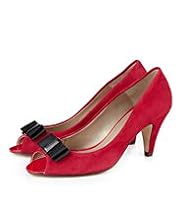 Suede Bow Peep Toe Court Shoes