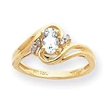 14k .05ct Diamond and Aquamarine Birthstone Ring