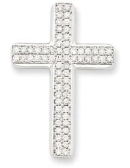 Ann Harrington Jewelry 14k White Gold 1/2 Ct Tw Pave Diamond 18 X 28 mm Latin Cross Pendant