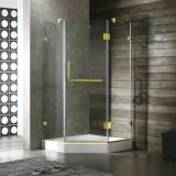 Vigo Industries VG6062PBCL38W Frameless NeoAngle Glass Bathroom Shower Enclosure, Brass/Antique Brass