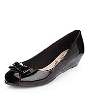 Peep Toe Bow Wedge Shoes
