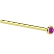 Solid 14KT Yellow Gold 2mm Genuine Rose Pink Garnet Straight Fishtail 3/4 - 18 Gauge