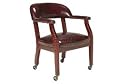 Conference Arm Chair With Casters Vinyl Red