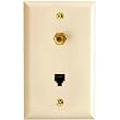 Flush Wall Plate with Modular Phone Jack and F Connectors