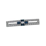 14K White Gold Sapphire and Diamond Brooch