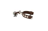 Metalab Antique Show Spurs, Gambler Show Spur With Gunsmoke Engraved Trim, Jingle Bobs, Chap Guard, 12 Point Rowel - Antique