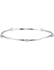 Sterling Silver /Rhodium Plated Genuine Sky Blue Topaz Bangle Bracelet Sterling Silver 68114