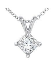 Princess Cut Diamond Solitaire Pendant Promo Quality in 14k White Gold (0.45 ctw, J-K color, I2 clarity)