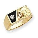 10k 3-color Black Hills Gold Mens Onyx Ring Diamond Size 10