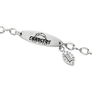 Stainless Steel San Diego Chargers Logo Dangle ID Bracelet