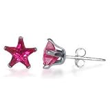 5 MM Star Ruby Cubic Zirconia .925 Sterling Silver Post Stud Earrings