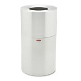 Atrium Radius Top Waste Container, Rnd, Aluminum, 35gal, Satin Alum