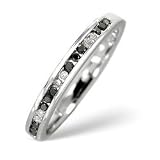 9ct White Gold 0.05ct Diamond and Black 0.05ct Diamond Ring