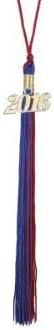 Royal Blue &amp; Red Graduation Tassel with Gold 2016 Year Charm