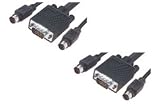 Integrated KVM Hookup Cables - HD15 Male to Mini DIN 6 Male for Keyboard, Video and Mouse 100.0 FEET