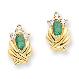14k 4x2mm Marquise Emerald AA Diamond earring XE402E/AA