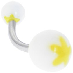Yellow FLOWER Belly Button Ring
