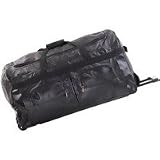 EmbassyTM Jumbo 30" Black Hand-Sewn Pebble Grain Genuine Leather Rolling Duffle Bag
