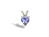 14K White Gold Genuine Heart Tanzanite Pendant