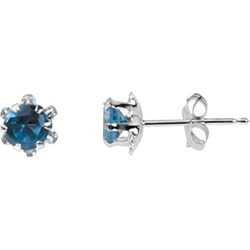 14K White Gold Teen December Birthstone Stud Earrings