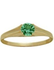 14 Karat Yellow Gold Genuine 0.25tcw. Emerald May Baby Gemstone Ring