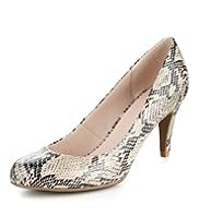 Faux Snakeskin Design Extra Wide Court Shoes