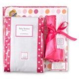 SwaddleDesigns Swaddle Designs Baby Gift Set with Swaddling Blanket,Baby Lovie and Set of Burpies in Clear Plastic Box- Pink Bold Dot & Hearts Print
