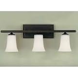 Murray Feiss Three-Light Boulevard Collection Vanity Strip, Oil Rubbed Bronze with Opal White Etched Glass Shades # VS8703-ORB