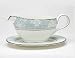 Noritake 4822416 Empire White - Rosella Blue Gravy Boat with Tray 16-oz.