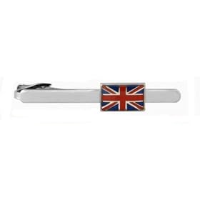 Rhodium plated and enamel Union Jack tie clip with presentation box by 
