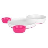 Boon Groovy Interlocking Plate and Bowl Set - Pink/White