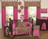 Cheetah Girl Pink and Brown Baby Bedding 9pc Crib Set