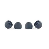 2 pair, Size Large BLACK - High density (thicker) silicone, Earphones Plus brand replacement ear cushions PLUS FREE SAMPLE PAIR of Memory Foam earphone cushions