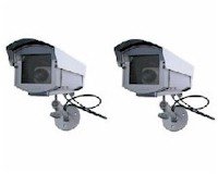2 Dummy Outdoor Security Cameras Imitation CCTV with Outdoor Cover