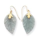 14k Aventurine Leaf Wire Earrings