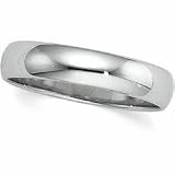 10K White Gold Light Half Round Band - 4mm Size 10.5