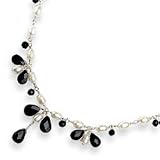Black Jet Crystal White Pearl Necklace - 16 Inch - Lobster Claw - JewelryWeb