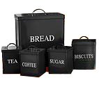 5 Piece Black Enamel Kitchen Storage Set