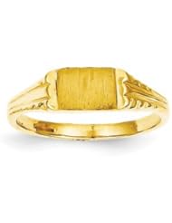 Genuine IceCarats Designer Jewelry Gift 14K Childs Diamond-Cut Signet Ring Size 3.00