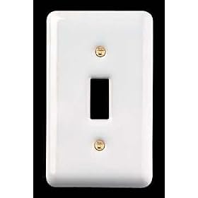 Switchplates White Porcelain, Beveled Single Toggle or Dimmer switch plate by Renovator's Supply