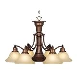 Vaxcel USA Lighting CH30307RBZ, Standford 7 Light Chandelier Lighting Fixture, Bronze, Glass, B8010