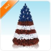 On Sale! 6' Red - White and Blue Artificial Christmas Tree Prelit with White LED Lights PLUS eligible for Free Shipping!