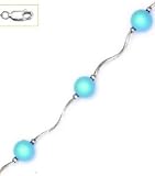 14k White 7 mm Round Turquoise-Blue Crystal Pearl Necklace - Choice 18-inch