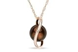 8mm Cultured Freshwater Chocolate Pearl and Diamond 14K Pink Gold Pendant w/Chain