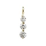 18kt Gold over Sterling Silver 3 Stone Style Round White CZ Pendant - Past Present Future