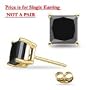 1/4 (0.21-0.27) Cts Princess AAA Black Diamond Mens Stud Earring in 14K Yellow Gold