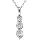 1.00CT Three Stone Past Present Future Diamond Pendant